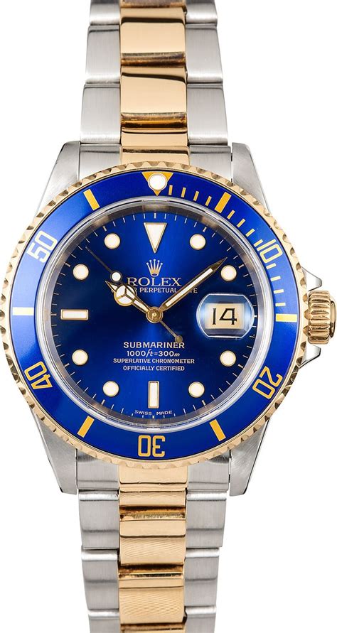 rolex submariner blue gold 16613|Rolex 16613 submariner price.